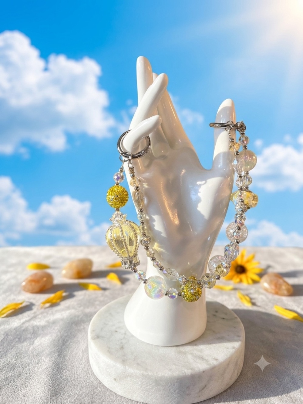 Hot air balloon Yellow Beaded bagcharm